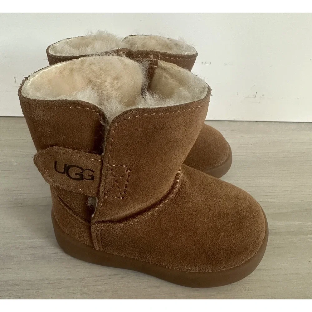 UGG Jesse Suede Boots Toddler Size 2/3 Brown Excellent Sheepskin‎ Lined 1096089I